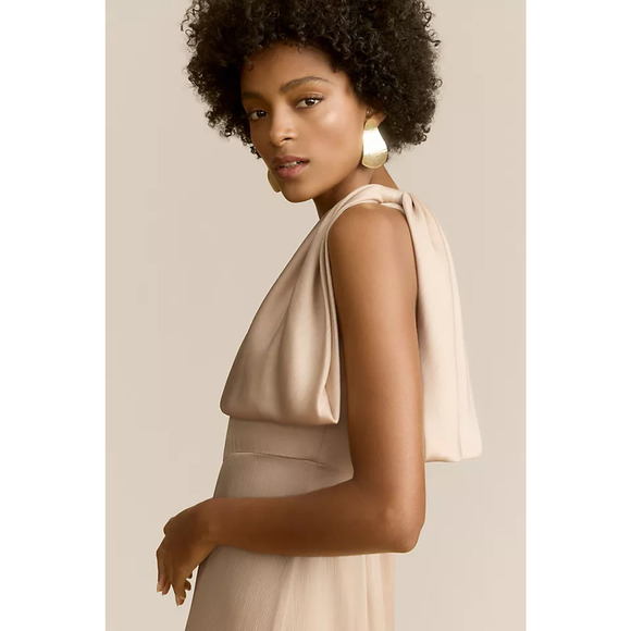 $285 BHLDN Sachin & Babi Chelsea One Shoulder Bow Gown in Neutral 4 NEW - Picture 2 of 16